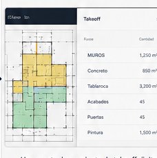 Herramienta de takeoff digital midiendo planos de construcción